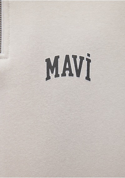 Mavi - Mavi Logo Baskılı Yarı Fermuarlı Gri Sweatshirt 0s10208-70074 Gri