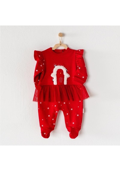 Andywawa Ac23305 Bebek Tulum Romper Happy New Year Kırmızı