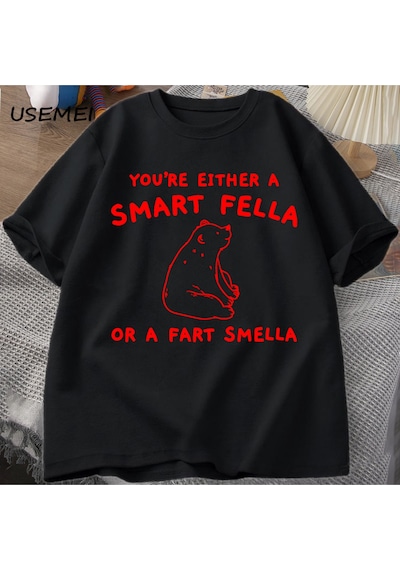 Flood Of Style Eğer Bir Akıllı Adam T Shirt Kadın Erkek Retro Karikatür T-shirt Pamuk Ayı Garip T Shirt Raha Siyah