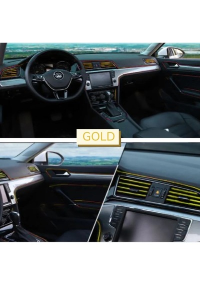 Gold Araba Oto Trim Dekorasyon Şeridi Kauçuk Elastik Kolay Kurulum 5 Metre Şerit Bant Belirtilmemis
