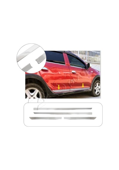 Dacia Sandero Stepway Uyumlu 2012-2020 Krom Yan Kapı Çıtası 4 Parça Paslanmaz Çelik