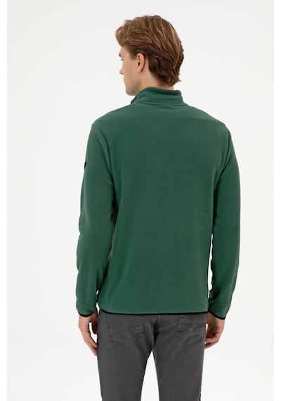 U.S. Polo Assn. Erkek Regular Fit Koyu Yeşil Polar Yarım Fermuarlı Basic Sweatshirt 50313777-VR079