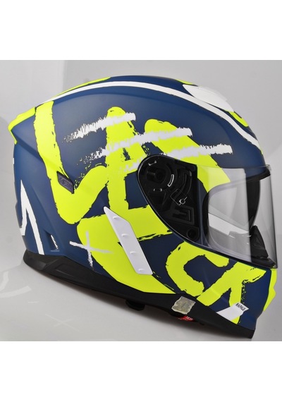 Lazer Rafale Mat Mavi Sarı Güneş Vizörlü Full Face Kask