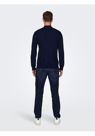 Only & Sons Onswyler Lıfe Reg 14 Half Zıp Knıt Noos Erkek Blue Kazak - 22021264 Blue