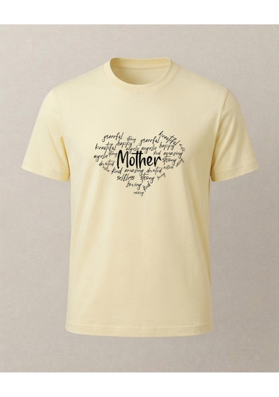Mother Kalp Baskılı T-shirt Sarı
