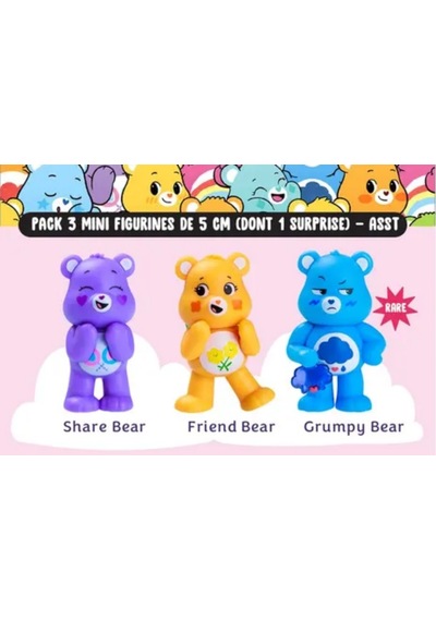 Care Bears Mini Koleksiyon Figürleri 3'lü Paket - 1 Adet