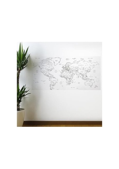 Yazılabilir Dünya Haritası Manyetik Duvar Stickerı 110 X 56 Cm 1000 x 1500 CM