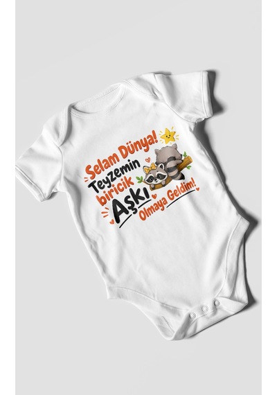 Morivokids Teyzeye Özel Kısa Kollu Bebek Body %100 Pamuk Zbn189-kk Beyaz