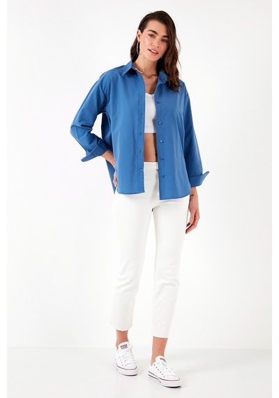 Lela Pamuklu Regular Fit Önü Kısa Arkası Uzun Oval Kesim Bayan Gömlek Cf25S163867 Saks