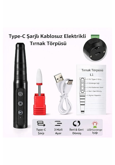 Şarjlı Kablosuz Elektrikli Tırnak Törpüsü Profesyonel Manikür Pedikür Cihazı