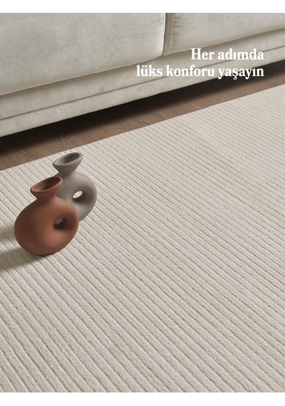 Bej Yumuşak Dokulu Jüt Taban Halı Kilim Salon Mutfak Koridor Yolluk Dokuma 9mm Antialerjik Beıge
