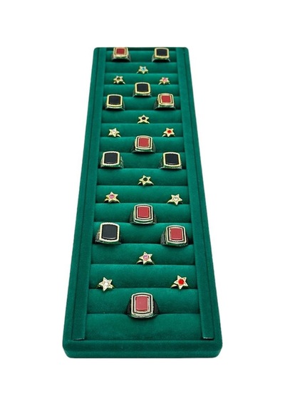 Yüzük Küpe Koldüğmesi Takı Standı Yeşil Uzun 34 X 11 Cm