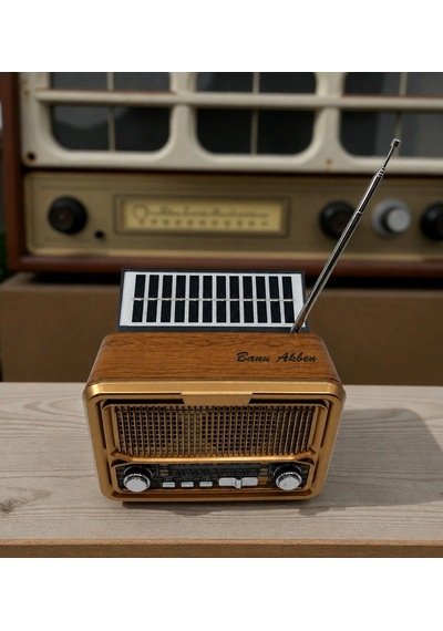 Kişiye Özel İsimli Retro Radyo Bluetooth Hoparlör Güneş Enerjili, Usb Ve Şarjlı Müzik Çalar