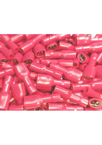 Tam İzoleli Dişi Faston Soket Kablo Ucu 0,8x6,35 0.5-1.5mm² Kırmızı 200 Adet