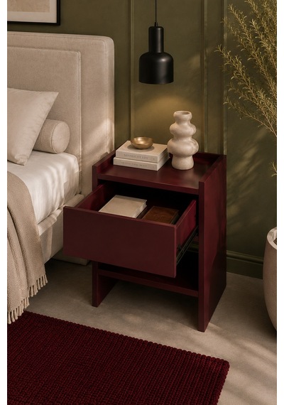 Home Keto Tek Çekmeceli Komodin 38x52x40 Cm Modern Tasarım Bordo - 914411036 Bordo Home Keto Tek Çekmeceli Komodin 38x52x40 Cm Modern Tasarım Bordo - 914411036 Bordo