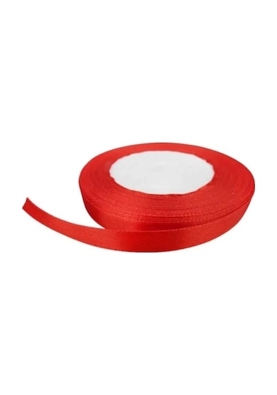 Saten Kurdele Ince 6 Mm - 10 Metre Kırmızı Kurdale