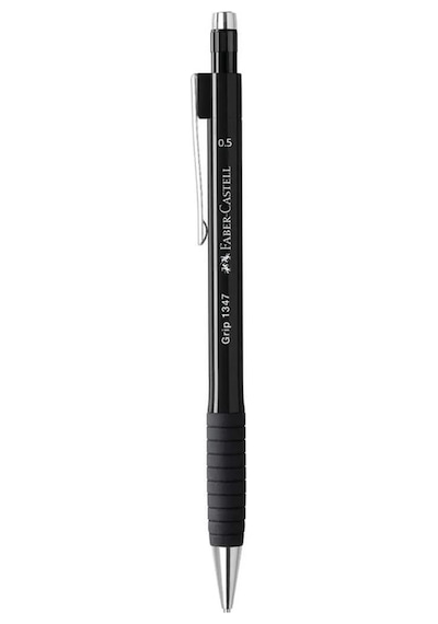 Faber-Castell Grip 1345 Versatil Kalem, 0.5 mm, Siyah 2022, Silgili, Saklanabilir Metal Uç, Ergonomik Tutuş