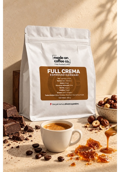 Full Crema Espresso Harmanı 200 Gr Medium Kavrum Kalın Krema Moka Pot