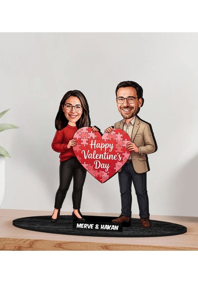 Bk Gift Kişiye Özel Sevgili Karikatürlü Ahşap Biblo -32, Fotoğraftan Karikatür, Sevgililer Günü Hediyesi, Ev Hediyesi Kobitmeyencom36359 Bk Gift