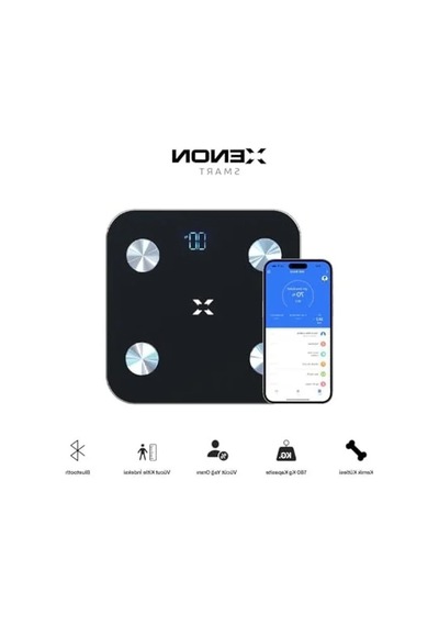 Siyah Bluetooth Baskül, Dijital Mobil Uygulama İle Vücut Ölçümü