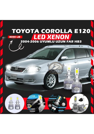 Toyota Corolla E120 2004-2006 Uzun Far Uyumlu Şimşek Etkilii Led Xenon Performance Series Hb3