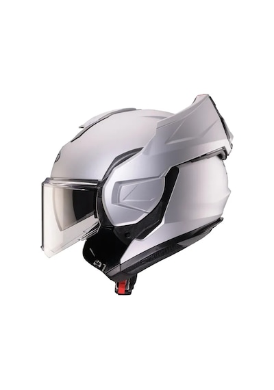 Motosiklet Kaskı Modüler Güneş Vizörlü Çene Açılır Matt Silver Motorcu Kask Beyaz