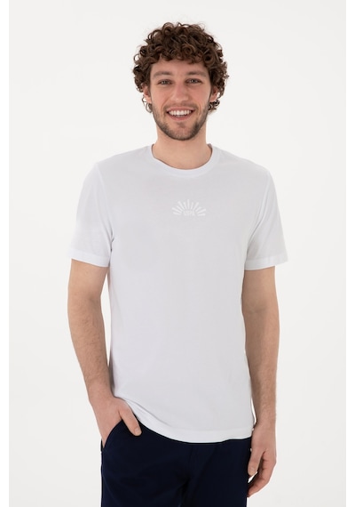 U.S. Polo Assn. Erkek Regular Fit Bisiklet Yaka Beyaz Tişört 50300268-VR013