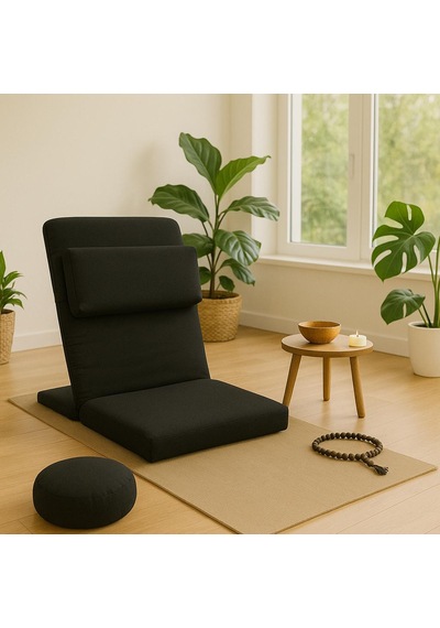 Ekstra Destek Yastıklı Yoga, Nefes, Meditasyon Sandalyesi Backjack Xl Su Ve Leke İticili Duck Kumaş Siyah