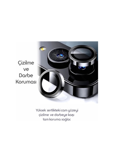 Samsung Galaxy Uyumlu A06 Raze Metal Kamera Lens Koruyucu Siyah