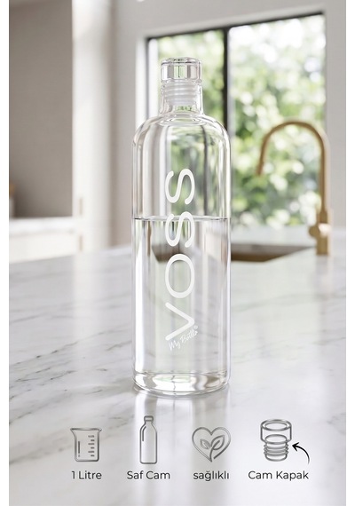 Voss My Bottle Sızdırmaz Cam Su Matarası 1 Litre Şeffaf
