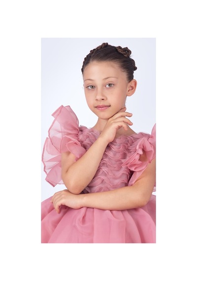 Mnk Baby & Kids Maronia Kız Çocuk Prenses Model Abiye Elbise - Pembe M00746 Koyu Pembe