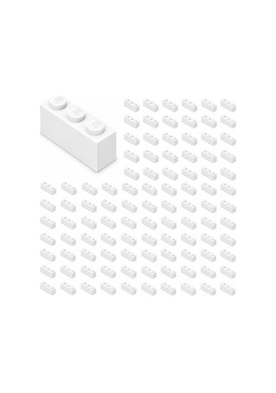 Yedek Parçalar: Brick: Duvar Parçası: 100 Adet 1x3 Beyaz 3622 - Parts: Brick: 100 Piece 1x3 White 3622