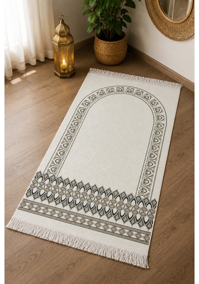 Gelin Damat Kadife Kaplı Kuranı Kerim Seccade Tesbih Takke Namaz Örtüsü Esans Ve Kutulu İslami Hediye Seti - Siyah Beyaz