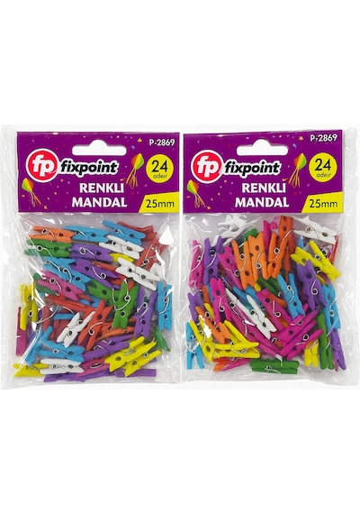 Renkli Mandal Seti 24 Lü Mini Ahşap Mandal 25 Mm 25 Cn Diğer
