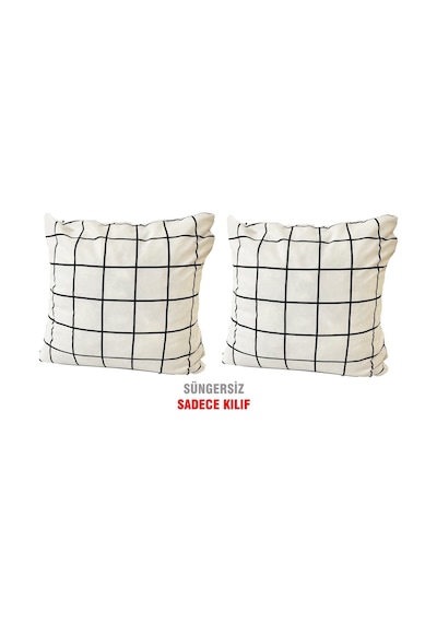 Kırlent Yastık Kılıfı Vip Yastık Kılıfı 2Adet-43X43 Cm(Beyaz Pano (524874086)