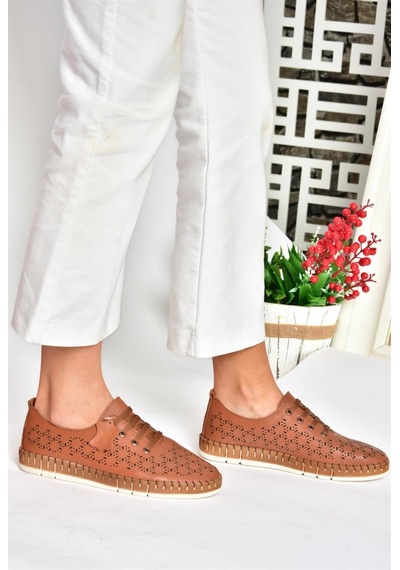 Fox Shoes P555004703 Taba Bağcıklı Hakiki Deri Günlük Kadın Ayakkabı Taba-hakiki Deri Taba