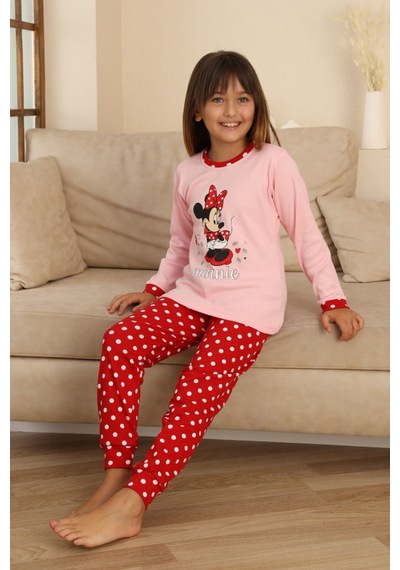 Miniğimin Cicileri Mnn Puantiye Baskılı Kız Çocuk Pijama Takı... Pembe