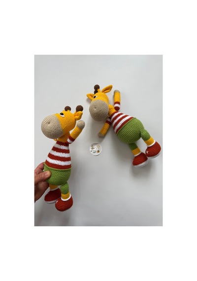 Adenya Sepeti Amigurumi Örgü Renkli Zürafa Oyun Ve Uyku Arkadaşı-34 Cm Çok Renkli