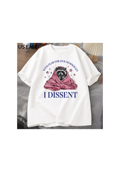 Tarzsokak Demokrasimiz İçin Korkuyla Muhalefet T-shirt Büyük Boy Rakun Meme Tpamuk Kısa Kollu T 2950 Beyaz