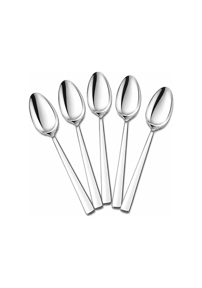 Lexroo Çay Kaşığı, 6'lı Paslanmaz Çelik Kaşık Seti, Gümüş Metal 10 Cm, 6 Adet