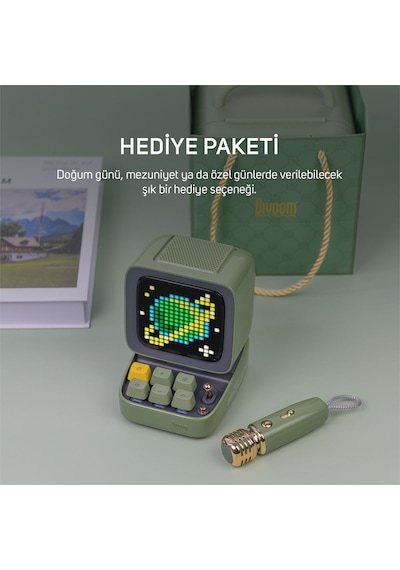 Divoom Ditoo-Mic Karaoke Mikrofonlu Piksel LED Ekranlı Uygulama Kontrollü Akıllı Bluetooth Hoparlör