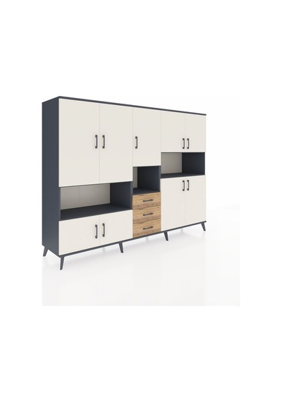 Hyperion Dolap 13 Raflı 3 Çekmeceli 9 Kapaklı 220x44x163 Antrasit Antrasit-aytaşı/çam Hyperion Dolap 13 Raflı 3 Çekmeceli 9 Kapaklı 220x44x163 Antrasit Antrasit-aytaşı/çam