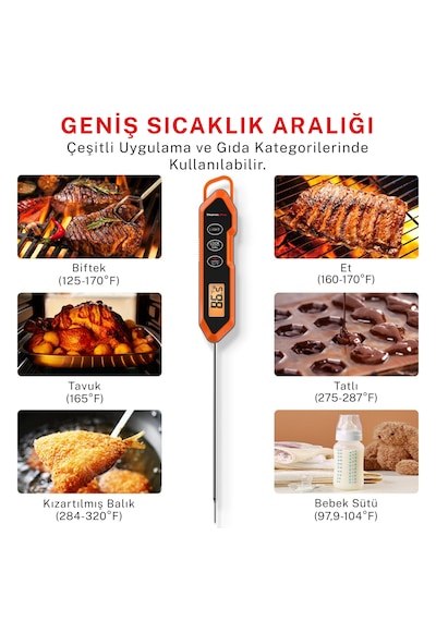 Thermopro Tp15h Dijital Et Ve Gıda Termometresi - Ipx6 Su Geçirmez, 3 Saniyede Hızlı Ölçüm