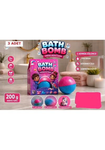Banyo Topu Banyoda Köpüren Renkli Banyo Topu Oyuncak Banyo Topu 200 Gr 3 Adet