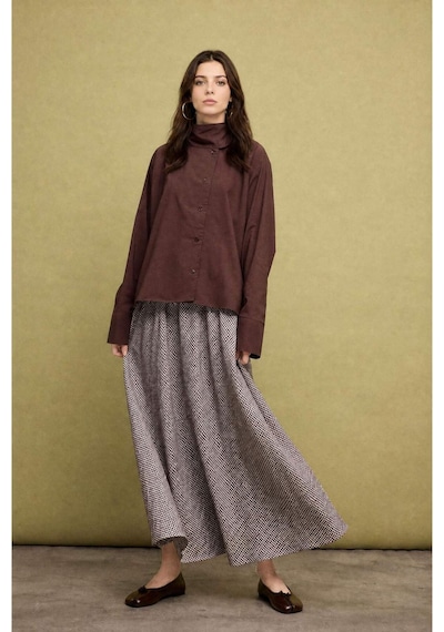 Defacto Regular Fıt Poplin Uzun Kollu Tunik H8904ax26aubn327 Kahve-bn327