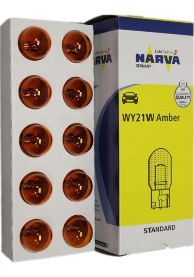 BİR ADET NARVA 12V. WY21W (17629) STANDART SARI DİPSİZ AMPUL