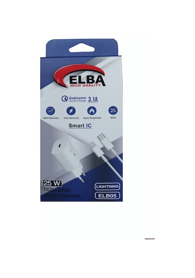 Elba ELB05-PD-25WIOS Beyaz 25W Usb-c Ev Şarj Kafa+1mt Type-c To L