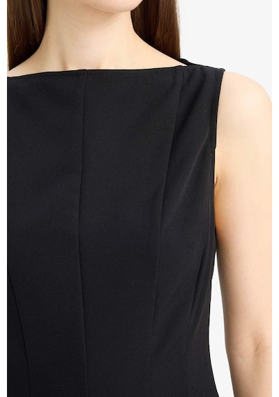 DeFacto Kayık Yaka Basic Düz Kolsuz Mini Elbise F0205AX25SPBK81