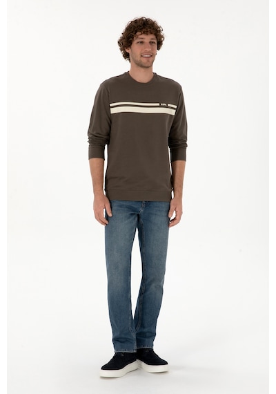 U.S. Polo Assn. Erkek Regular Fit Bisiklet Yaka Vizon İnce Sweatshirt 50313801-VR052