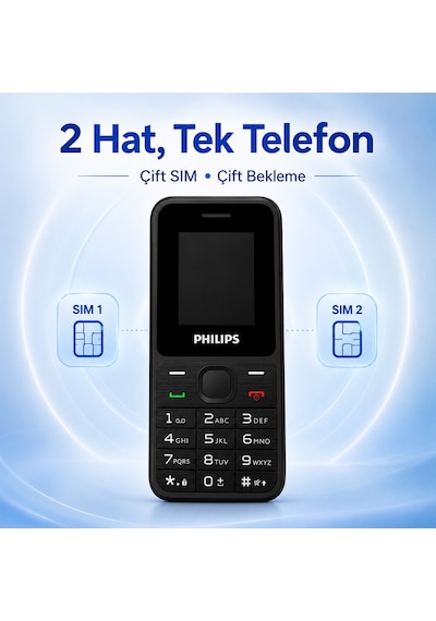 Philips Xenium E2125 Çift SIM Type-C Tuşlu Cep Telefonu Siyah